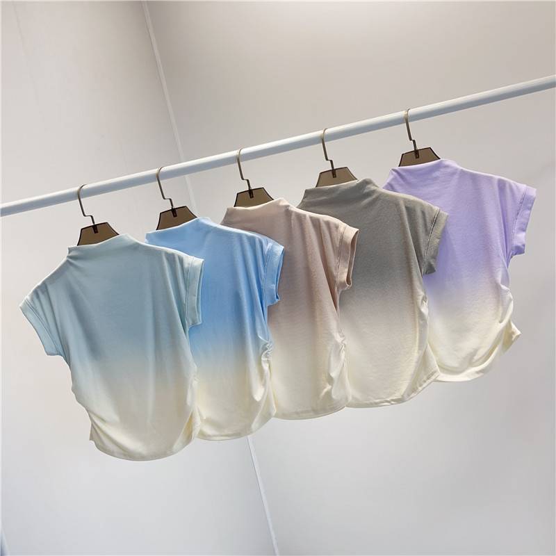 Modern dance clothing summer gradient short sleeve top classical dance exercise service classroom body training training clothing women