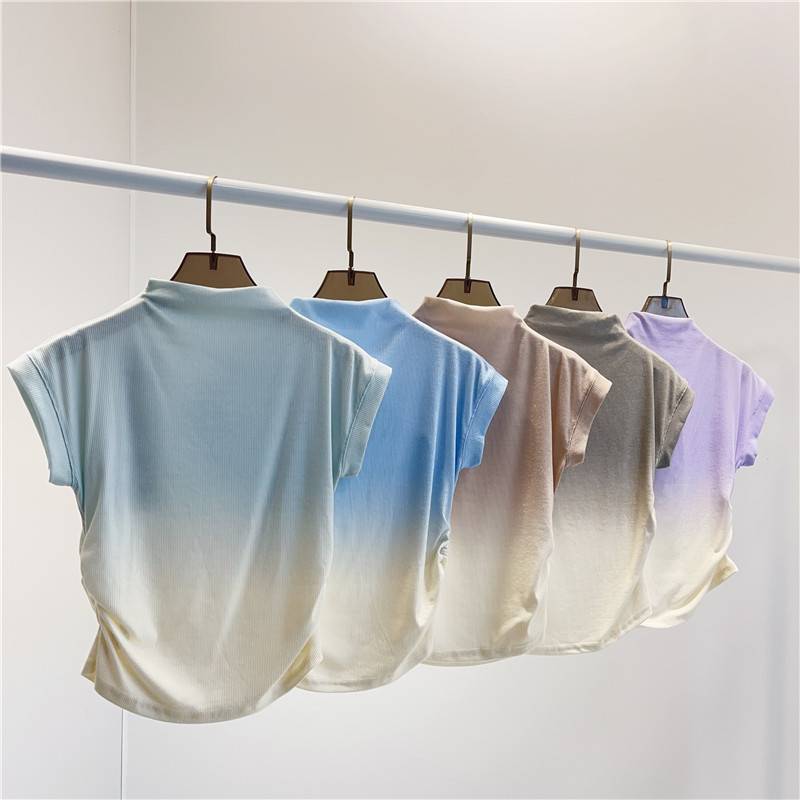 Modern dance clothing summer gradient short sleeve top classical dance exercise service classroom body training training clothing women