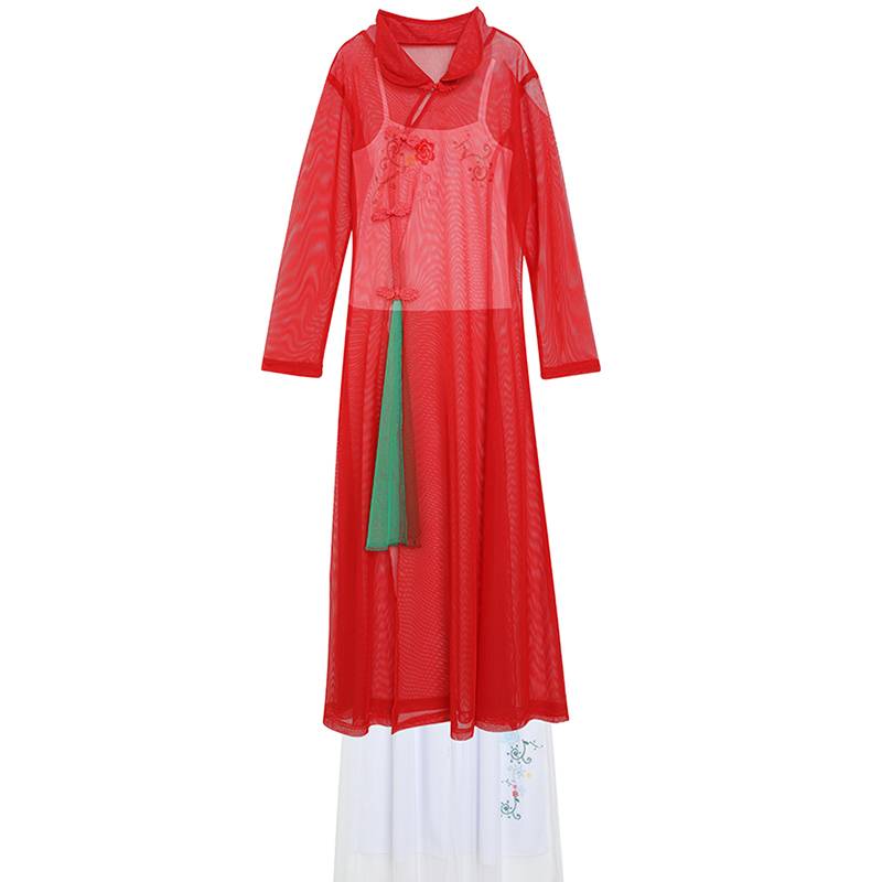 Classical dance body rhyme, practice suit, Chinese style dance gauze, improved cheongsam dress, dress women's square dance show