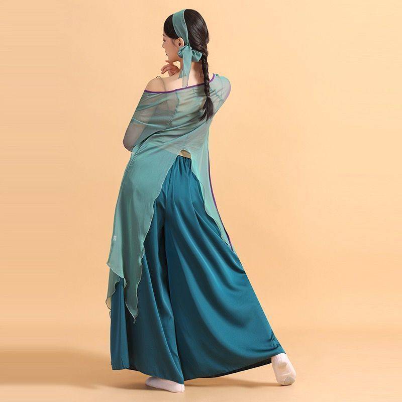 Classical dance green snake dance clothing set gauze, elegant green green ancient style performance training past life and present life dance clothing
