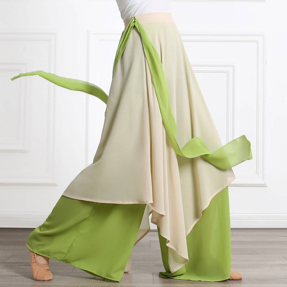 Chinese dance pants women's loose elegant chiffon skirt pants classical dance performance clothing practice wide -leg pants pants