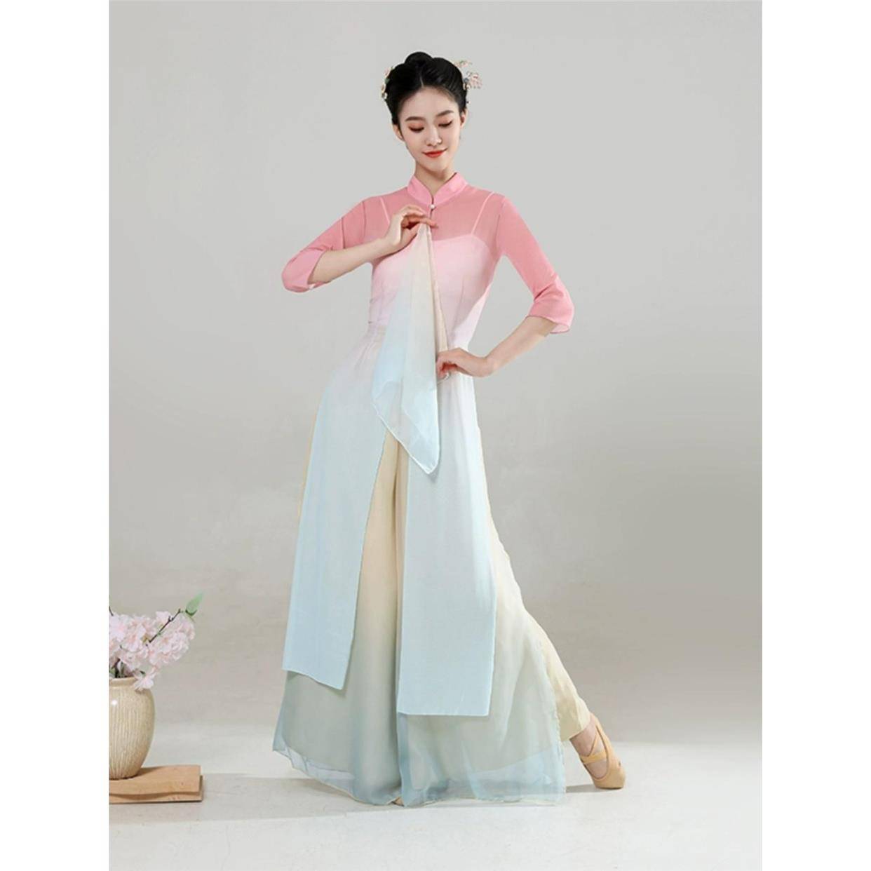 Classical dance service female elegant gauze cheongsam performance service elastic Chinese style immortal body rhyme basic practice performance service