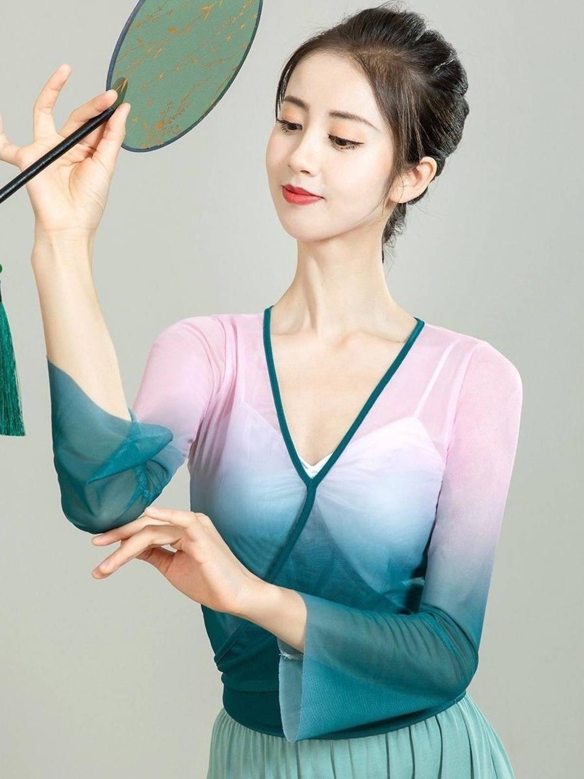 New classical dance dance dance dance dance body rhyme yarn practice clothes full set of thin ancient style gradient temperament tape pants