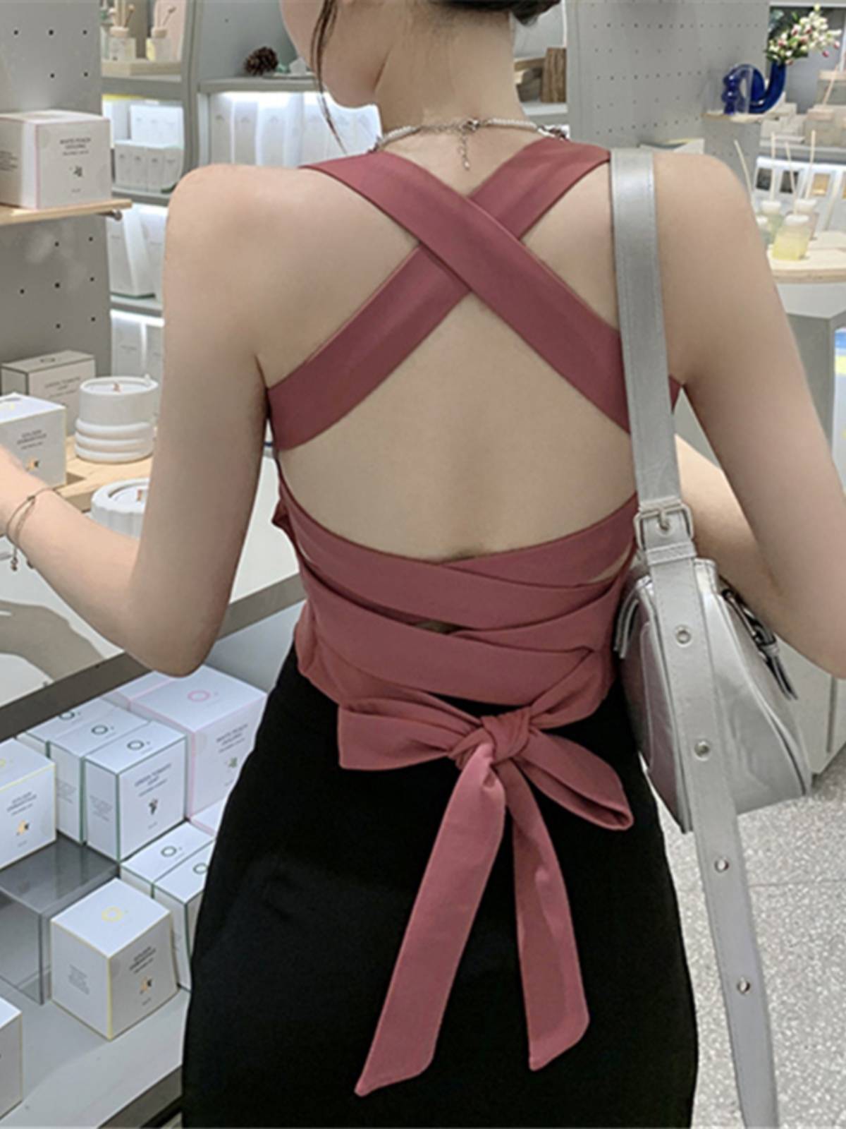 Modern dance service classical dance sports fitness hanging neck, chest pad, vest, beautiful back yoga service female exercise clothes top
