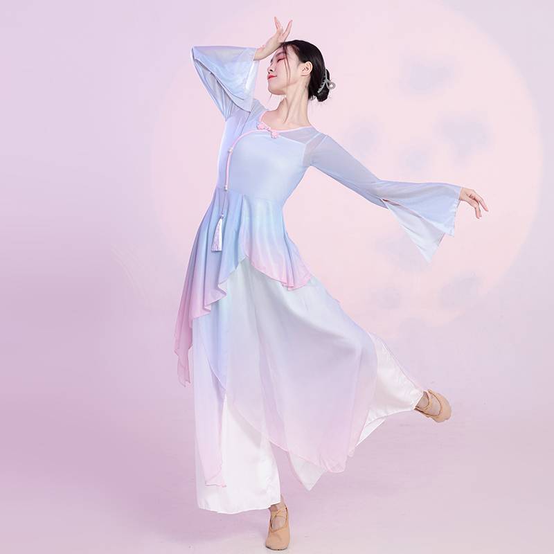 Classical dance clothing body rhyme gradients, gauze, practice service, Chinese dance nation dance clothing set female