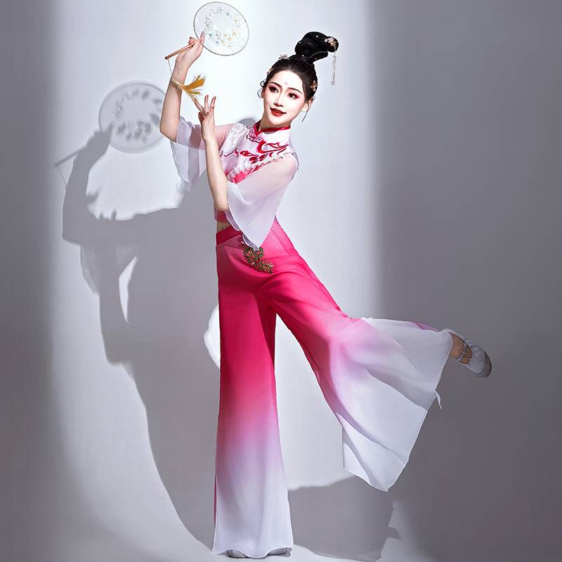 Jiaozhou Yangge suit performs women's umbrella dance, Louzhou Sound Classical Dance Square dance suit middle -aged and elderly dance clothing