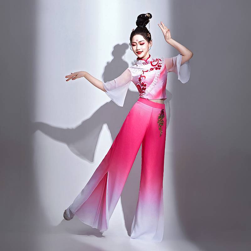 Jiaozhou Yangge suit performs women's umbrella dance, Louzhou Sound Classical Dance Square dance suit middle -aged and elderly dance clothing