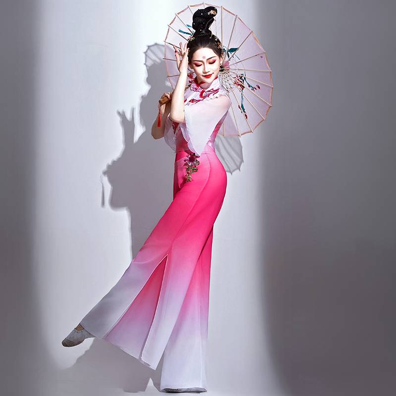 Jiaozhou Yangge suit performs women's umbrella dance, Louzhou Sound Classical Dance Square dance suit middle -aged and elderly dance clothing