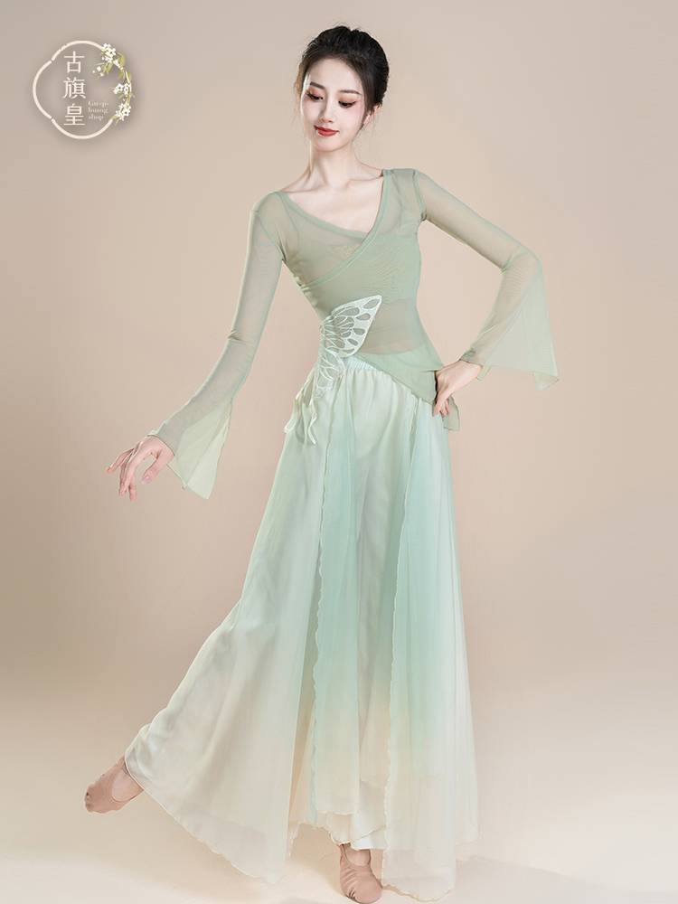 Ancient Banner Emperor Classical Dance Female Female Women's Eaplessing Rhymes Modern Dance Practice Chinese Dance Performance Clothing Top
