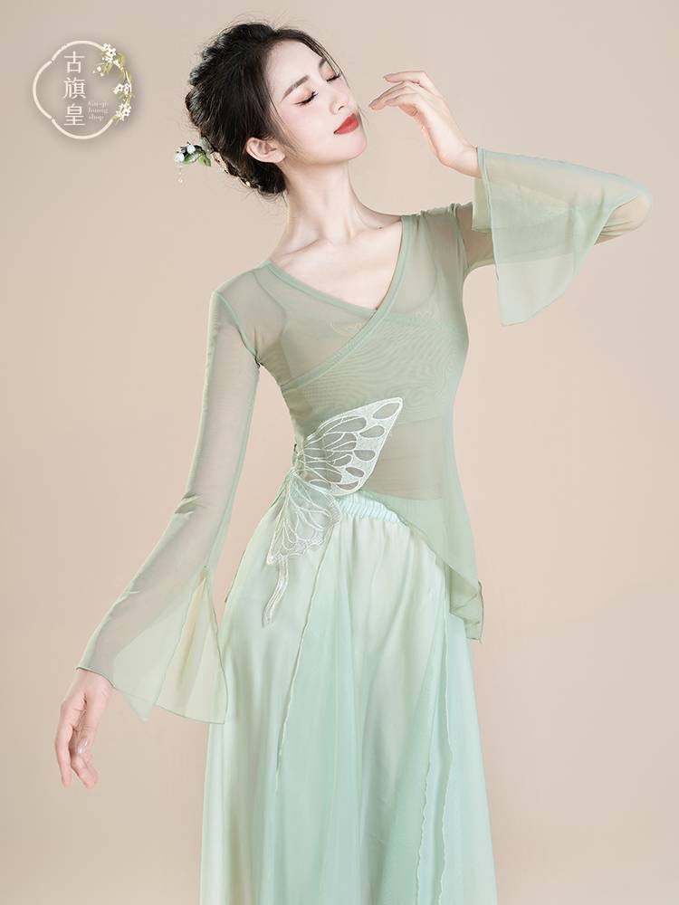 Ancient Banner Emperor Classical Dance Female Female Women's Eaplessing Rhymes Modern Dance Practice Chinese Dance Performance Clothing Top