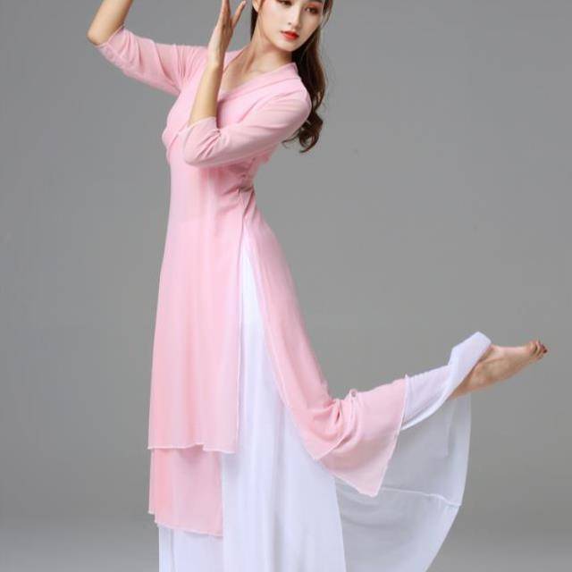 New classical dance modern elastic gauze practice women's body rhyme Hanfu's elegant slim long Chinese style yoga