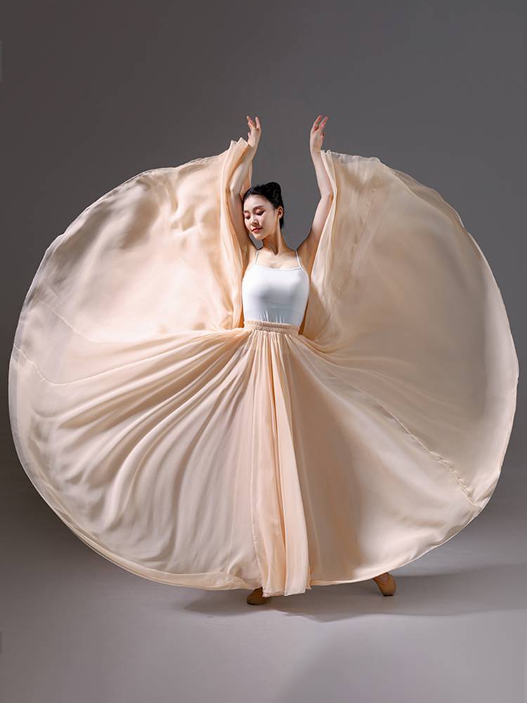 Classical dance big skirt performance clothing dresses double -layer Chinese dance exercise dance dance skirt 720 degrees half -body skirt