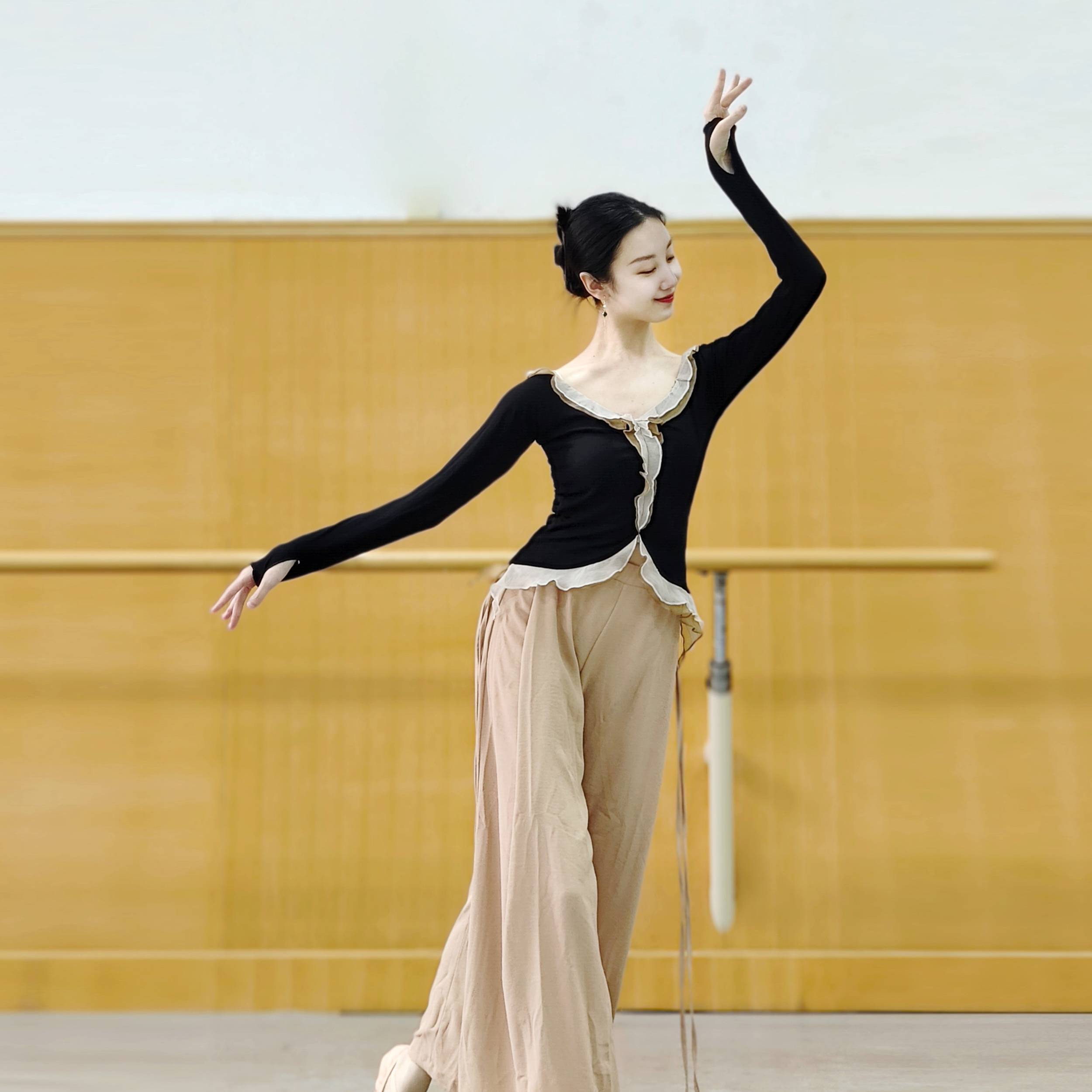 Classical dance gauze Chinese dance clothing body rhyme dressing dance top women's new winter dance practice uniform