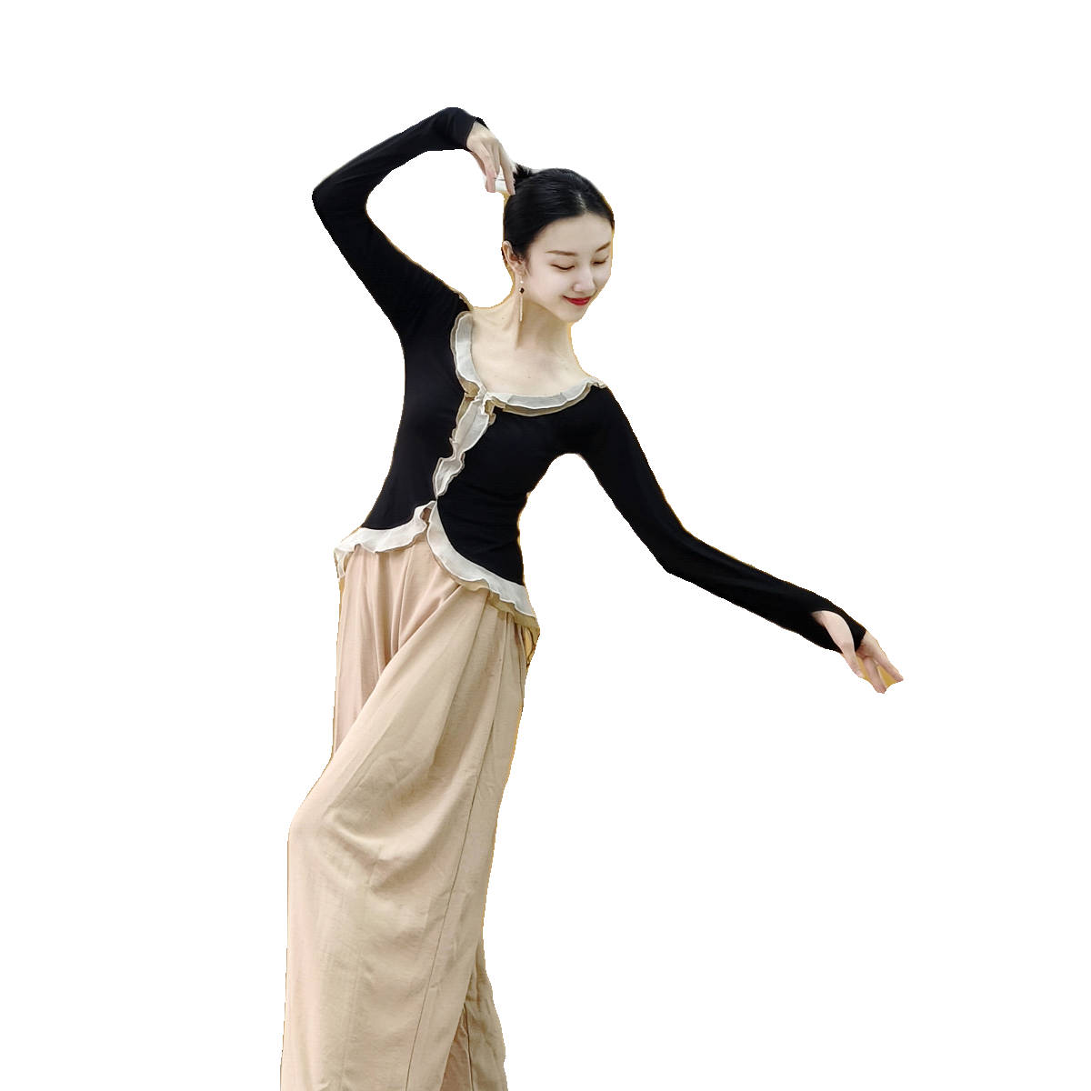 Classical dance gauze Chinese dance clothing body rhyme dressing dance top women's new winter dance practice uniform