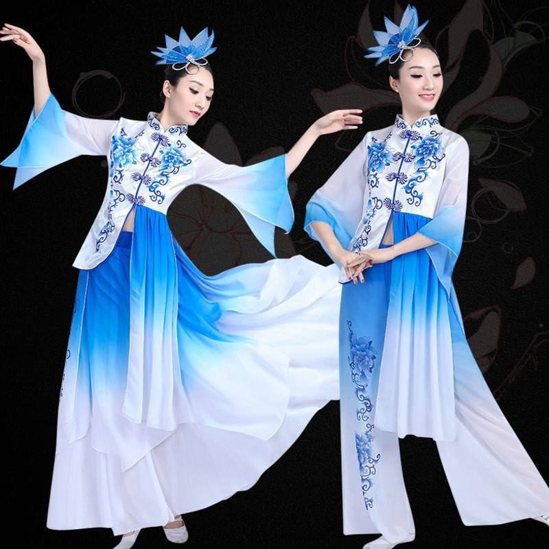 Rental classical dance performance service female Chinese style elegant new Yangge service national fan dance suit suit clothes