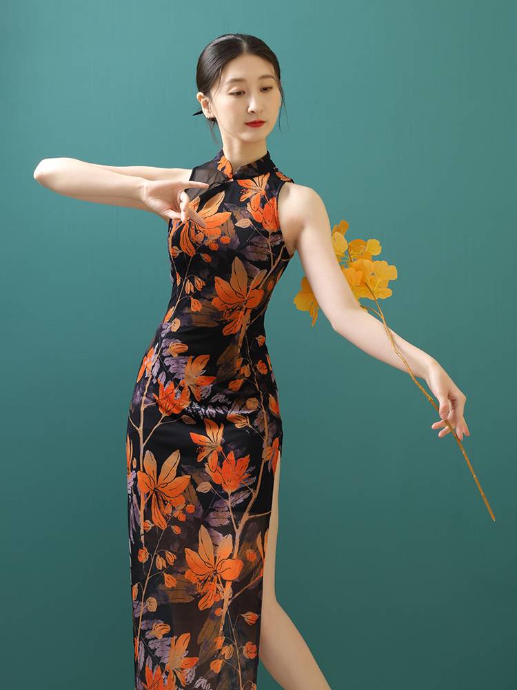 Cheongsam dance service classical dance 2024 new elastic Chinese -style improved training service female watch performance dancing special