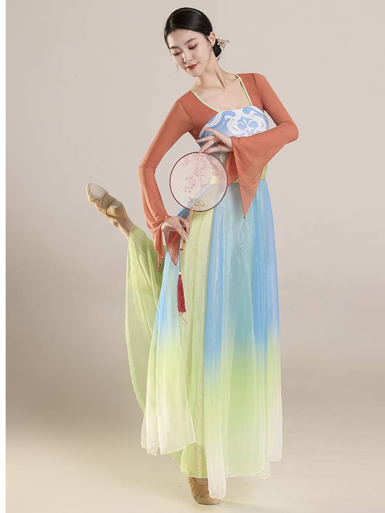 Classical dance practice service female rhyme, elegant gauze fairy, Han Tang ancient style dress performance suit