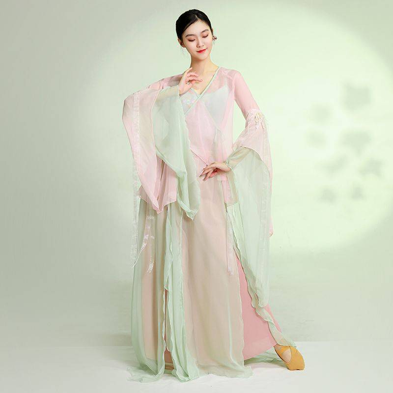 Practicing clothes Classical dance clothing women's elegant fairy body rhyme gauze Han clothes Chinese clothing Chinese style performance suit girl