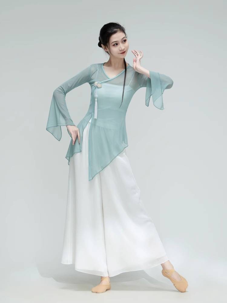 Classical dance clothing female elegant clothing performance clothes practice clothes, rhyme and clothing, kicker, Qingtong Qifeng