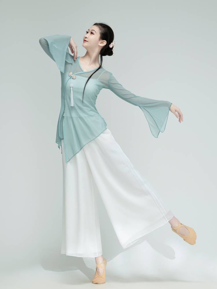 Classical dance clothing female elegant clothing performance clothes practice clothes, rhyme and clothing, kicker, Qingtong Qifeng