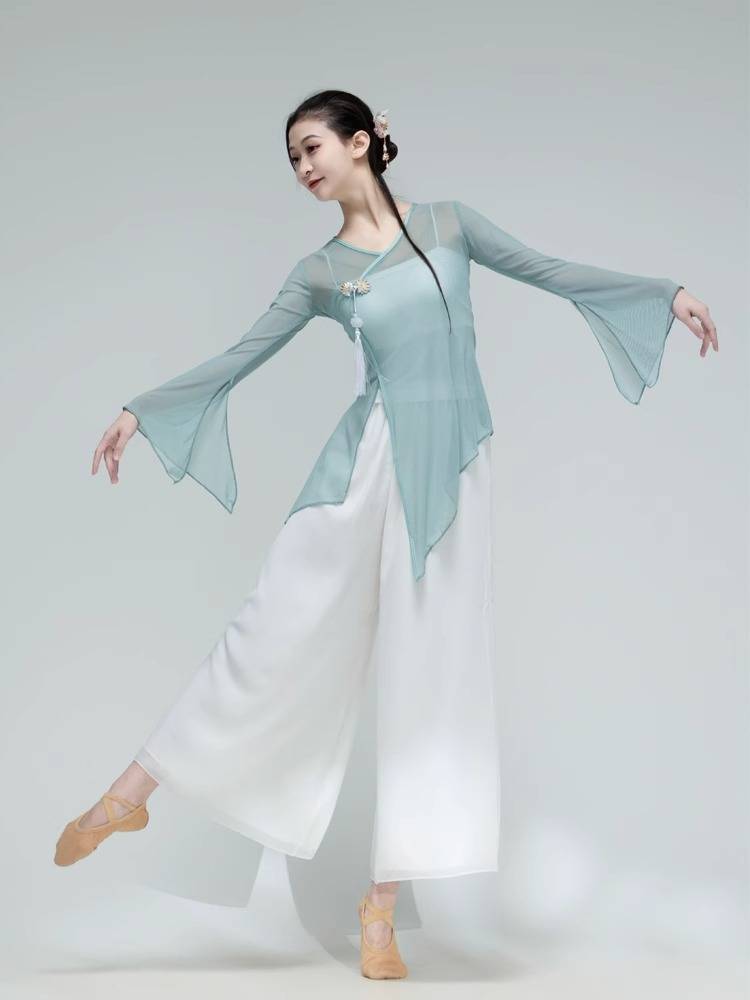 Classical dance clothing female elegant clothing performance clothes practice clothes, rhyme and clothing, kicker, Qingtong Qifeng
