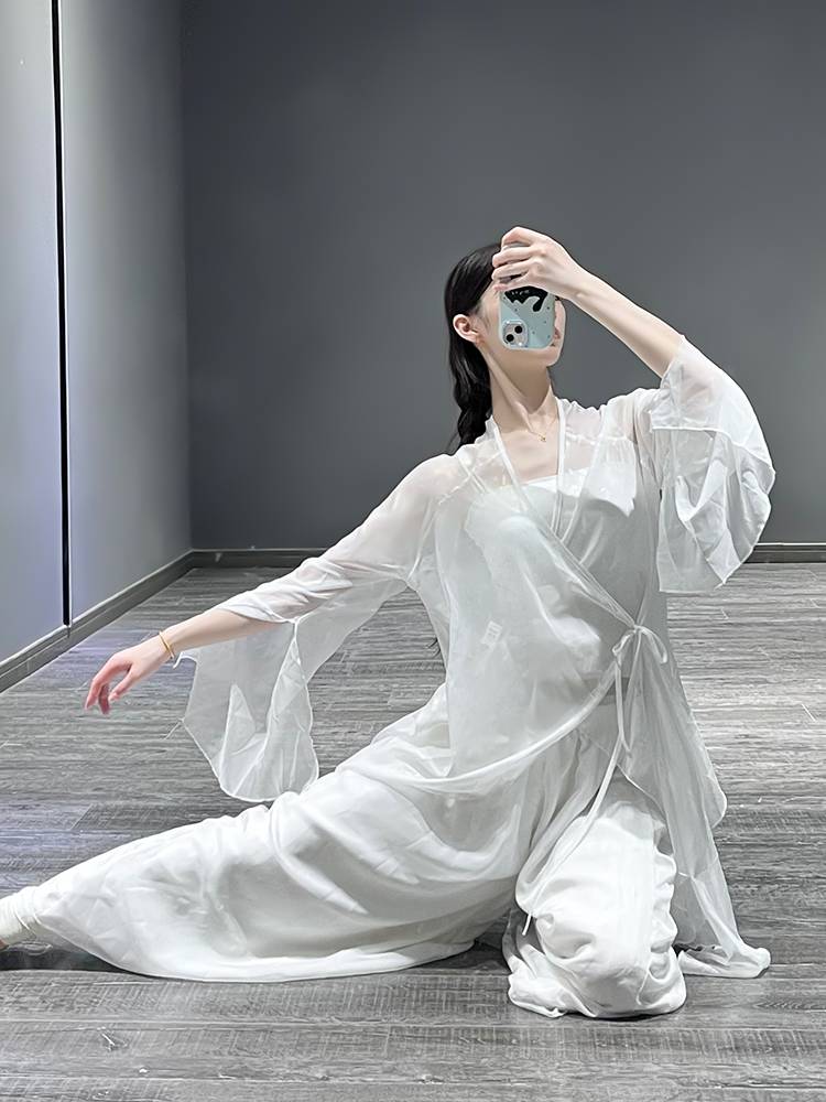 Classical dance clothing female split horn sleeve fairy qi elegant gauze training exercises modern dance Chinese dance performance clothing