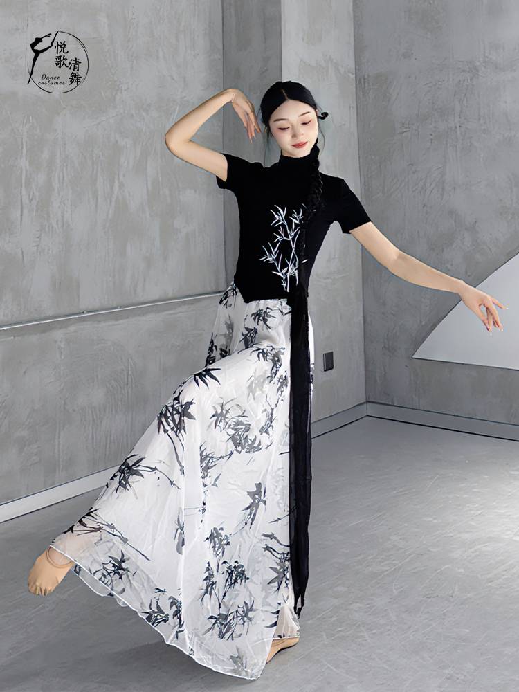 ♪ Black dance top shirt, Chinese choreography summer ♪