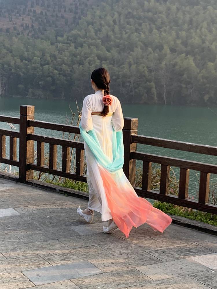 6 -meter koi gradient Hanfu accessories blue orange powder ribbon dance dancing super long Dunhuang dance chiffon flying girl