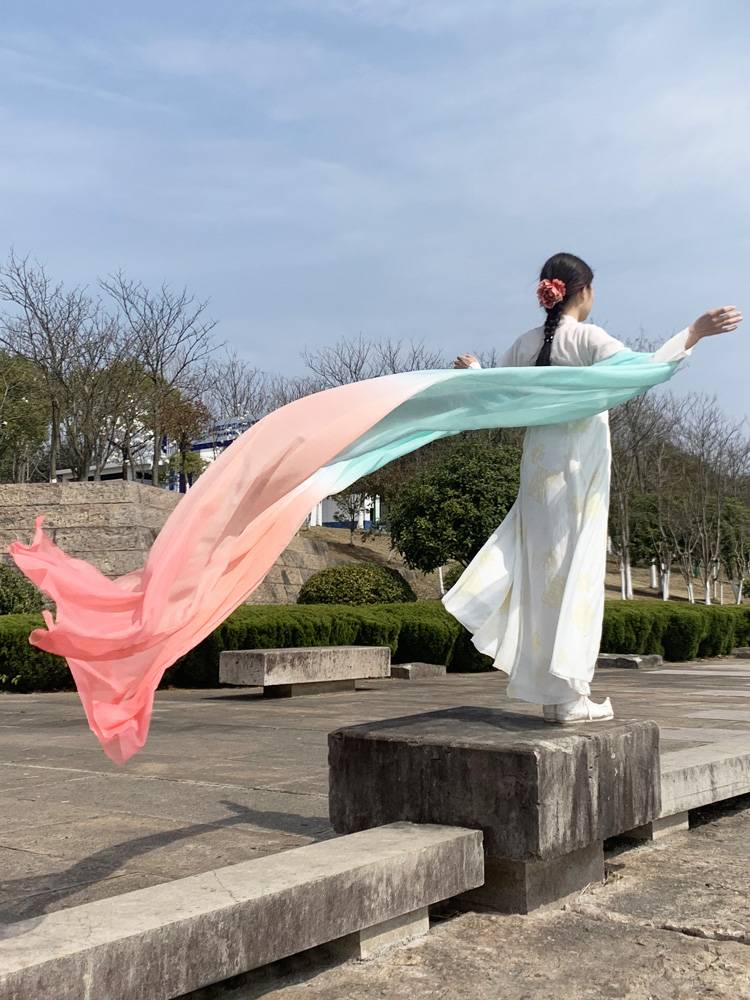 6 -meter koi gradient Hanfu accessories blue orange powder ribbon dance dancing super long Dunhuang dance chiffon flying girl