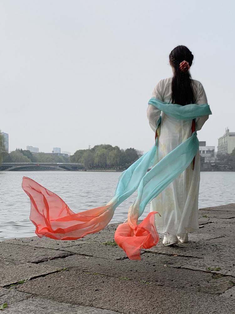 6 -meter koi gradient Hanfu accessories blue orange powder ribbon dance dancing super long Dunhuang dance chiffon flying girl