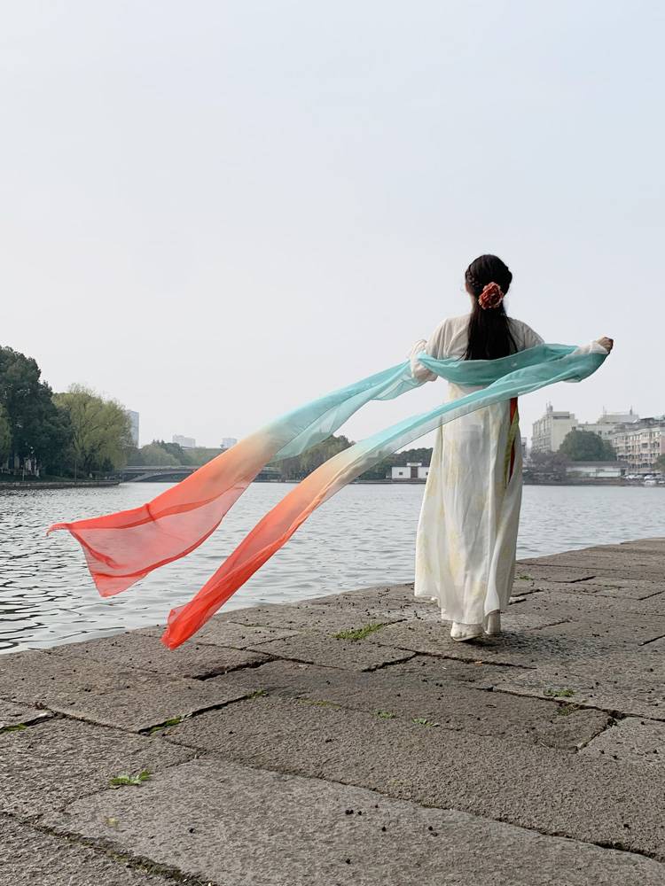 6 -meter koi gradient Hanfu accessories blue orange powder ribbon dance dancing super long Dunhuang dance chiffon flying girl