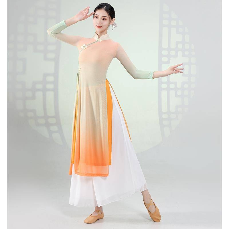 Classical dance gradient cheongsam female body rhyme service ancient style national dance dance service Chinese dance exercise performance service