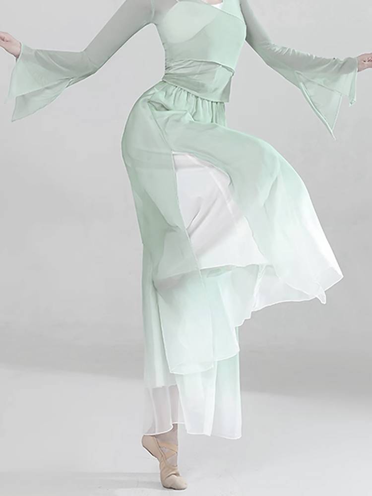 New classical dance service female dance practice pants gradient chiffon flowing ginematic Chinese dance nation modern dance pants