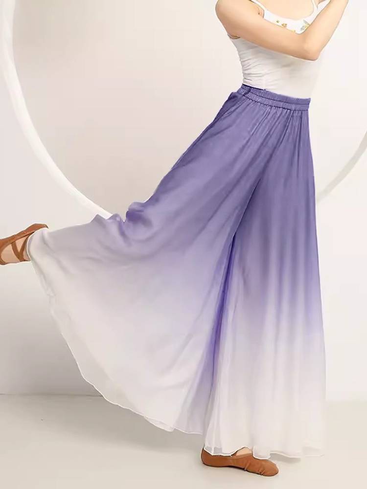 New classical dance service female dance practice pants gradient chiffon flowing ginematic Chinese dance nation modern dance pants