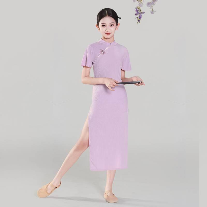 Children's Cheongsam Performance Serving Chinese Dance Fireworks Umbrella Dance Watch Substance Girls Classical Dance Blue and White Porcelain Dance Service