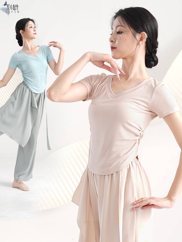 Spring and summer dance practice service female Chinese classical modern dance adult short -sleeved top teacher professional training dance service