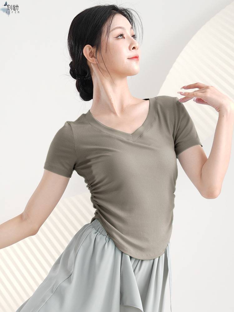 Spring and summer dance practice service female Chinese classical modern dance adult short -sleeved top teacher professional training dance service