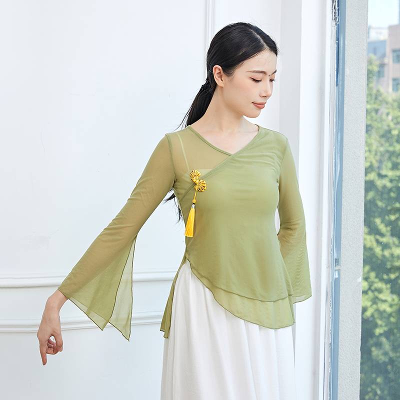 New product classical dance yarn clothes body rhyme, exercise, female elegant performance service Chinese style fairy dance clothing top