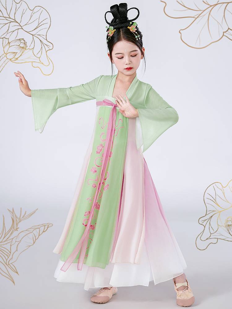 Children's Classical Dance Performance Service Shangchun Mountain elegant gauze goddess rhyme Chinese dance dance dance practice fan dance