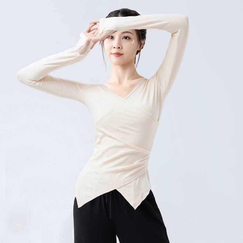 Practicing service spring and autumn modern dance new irregular hem long sleeve top female classical Chinese dance -shaped dance service