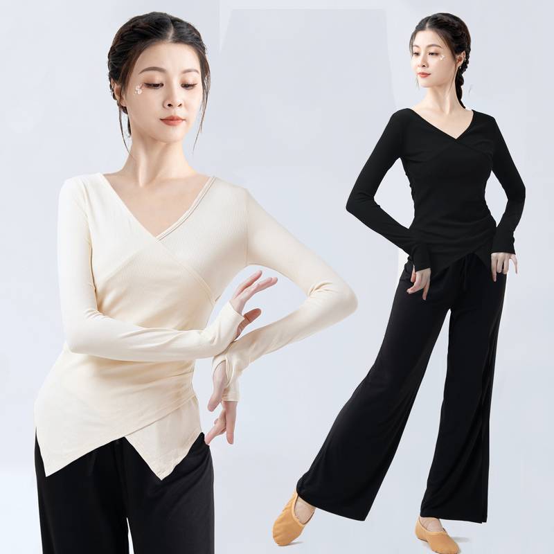 Practicing service spring and autumn modern dance new irregular hem long sleeve top female classical Chinese dance -shaped dance service