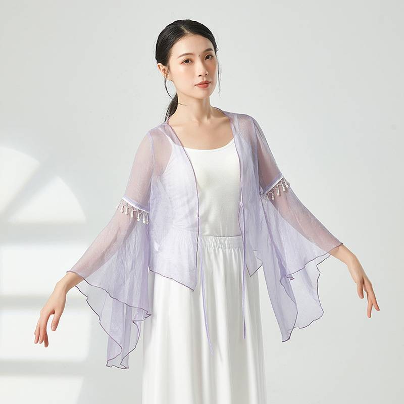 Classical dance dance clothing female gauze Chinese dance immortal pearl elegant top performance clothes practice clothing square dance