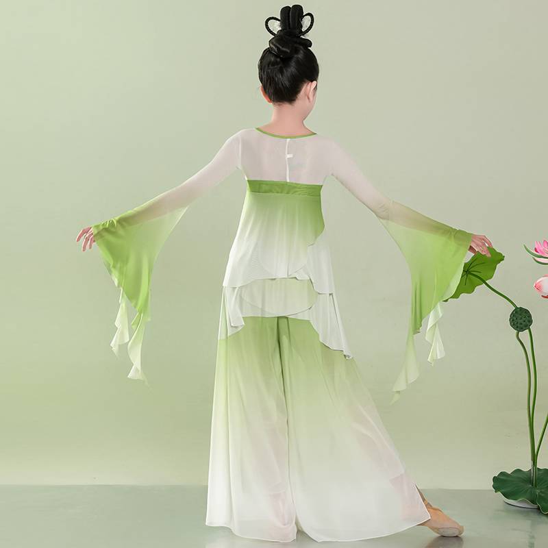 Children's Classical Dance Jiangnan Cai Cai Lotus Dance Clothing Performs the Women's Severe Hanfu Gine Dress Practice Chinese Wind