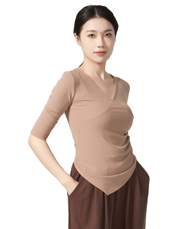 Modern dance -shaped dance exercise exercises Classical dance spring and summer sleeve slim dance service art test dance dance spring and summer top girl