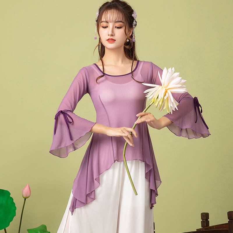 Sister Zi Cai Break Code Cleansing Classical Dance Clothing Female Permanent Body Rhymes Practice Clothing Top Chinese Dance Performance