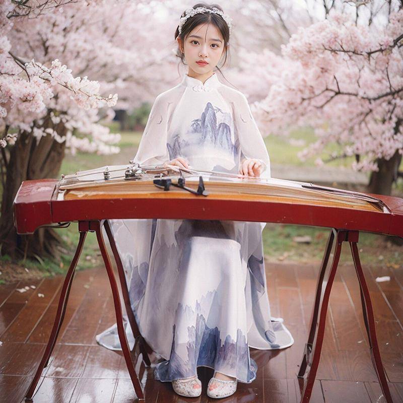 Guzheng performance service female big boy test standing and standing up and closing of elegant clothing classical dance piano flute solo performance clothes