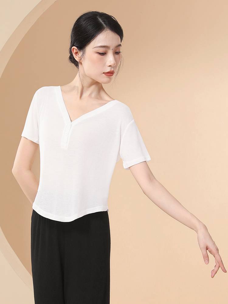 Adult new modern dance clothing female summer top Chinese classical practice dancing daily loose and elegant sweater