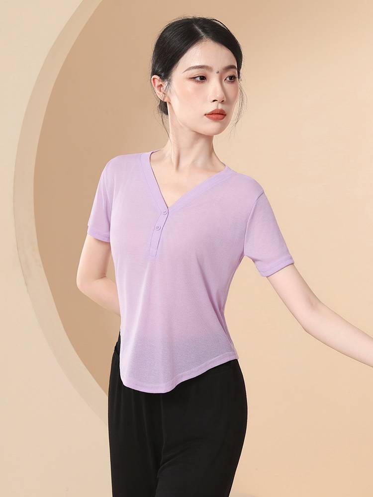 Adult new modern dance clothing female summer top Chinese classical practice dancing daily loose and elegant sweater