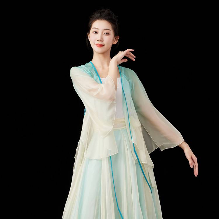 Liuli feathers have no art, a big left classical dance dance service female elegant practice performed immortal ancient wind cloak