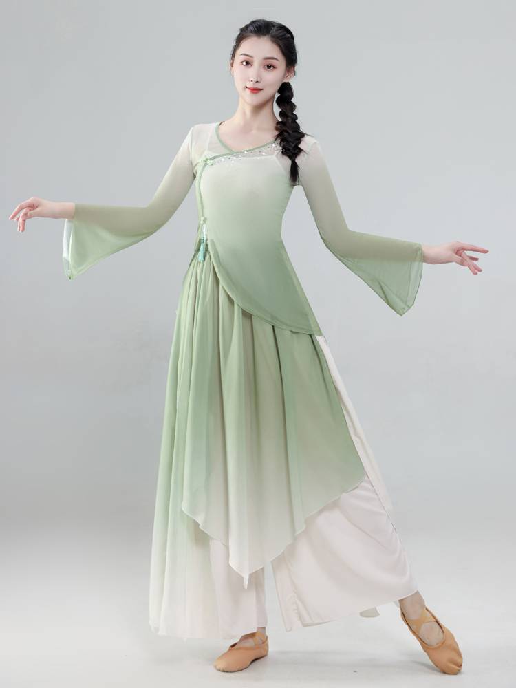 Classical dance clothing female elegant body rhyme yae -base training skills clothing Chinese dance performance service Qingtong Qifeng
